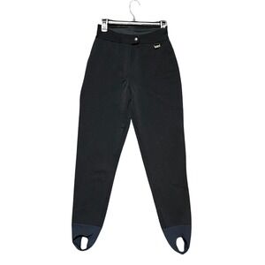 Vintage Edelweiss Black Stirrup High Rise Ski Pants Size 10 Wool Blend Stretch